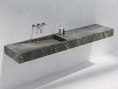 Özel Tasarım Gizli Giderli Pietra Grey Porselen Soldan Eğimli Suni Mermer Lavabo