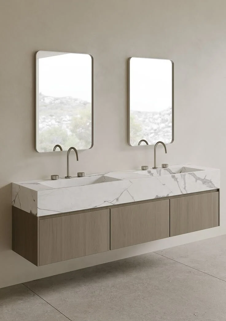 Özel Tasarım Gizli Giderli  Porselen Mobilya Kaplamalı Mobilya Aynalı Ayaklı Suni Mermer Kendinden Giderli Lavabo