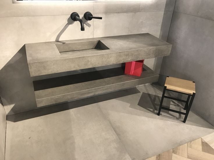 Özel Tasarım Gizli Giderli Porselen Mobilya Kaplamalı Mobilya Aynalı Ayaklı Suni Mermer Kendinden Giderli Raflı Lavabo