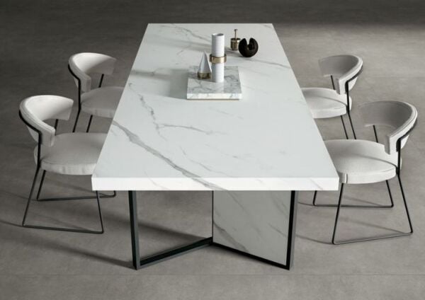Porselen  Mermer Tablalı Dikdörtgen Yemek Masası Özel Tasarım Masa