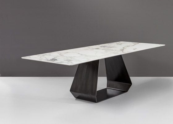 Porselen  Mermer Tablalı Dikdörtgen Yemek Masası Özel Tasarım Masa