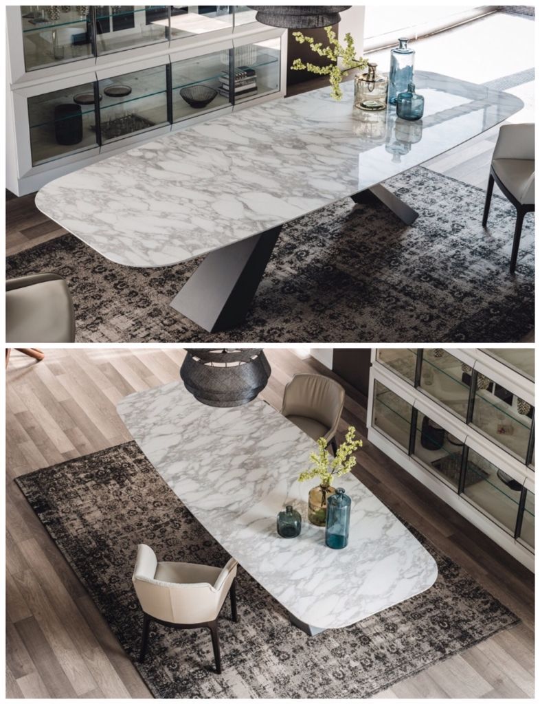 Porselen  Mermer Tablalı Dikdörtgen Yemek Masası Özel Tasarım Masa