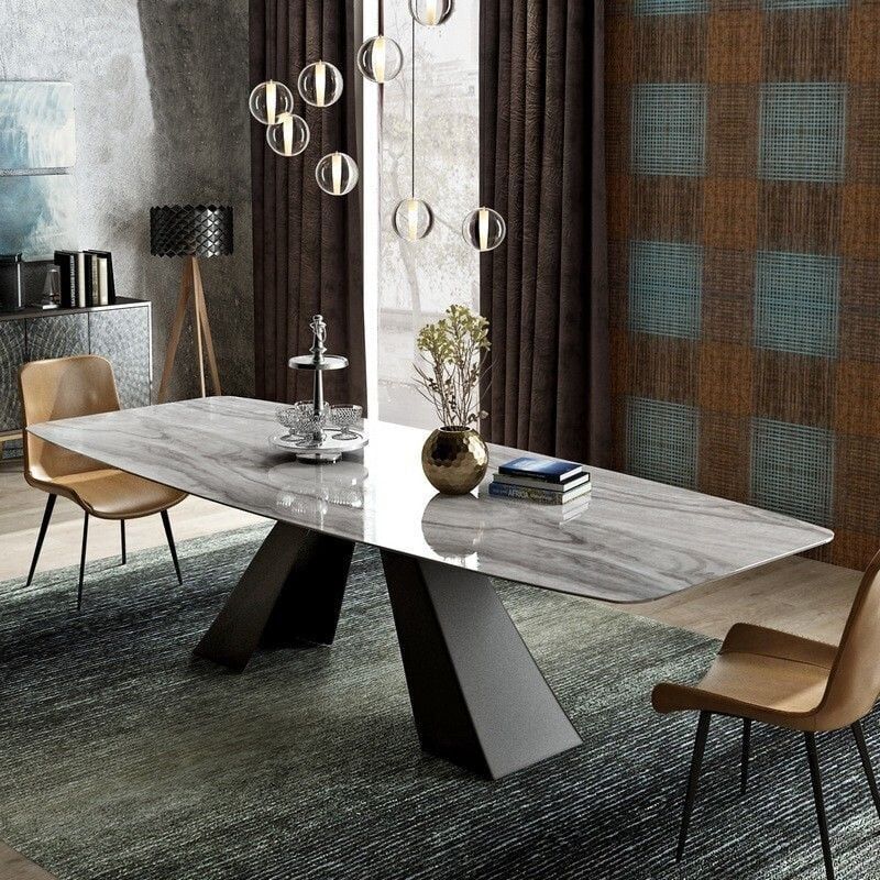 Porselen  Mermer Tablalı Yemek Masası Özel Tasarım Masa