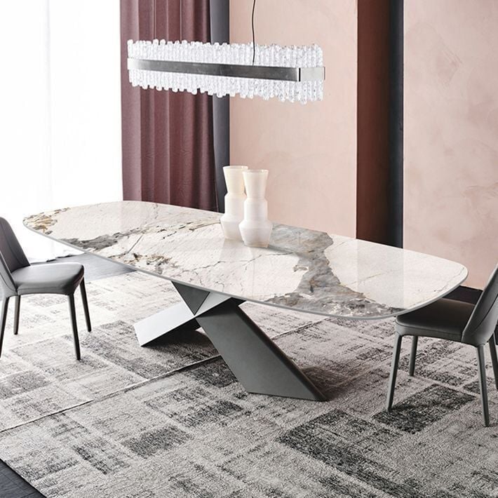 Porselen  Mermer Tablalı Yemek Masası Özel Tasarım Masa