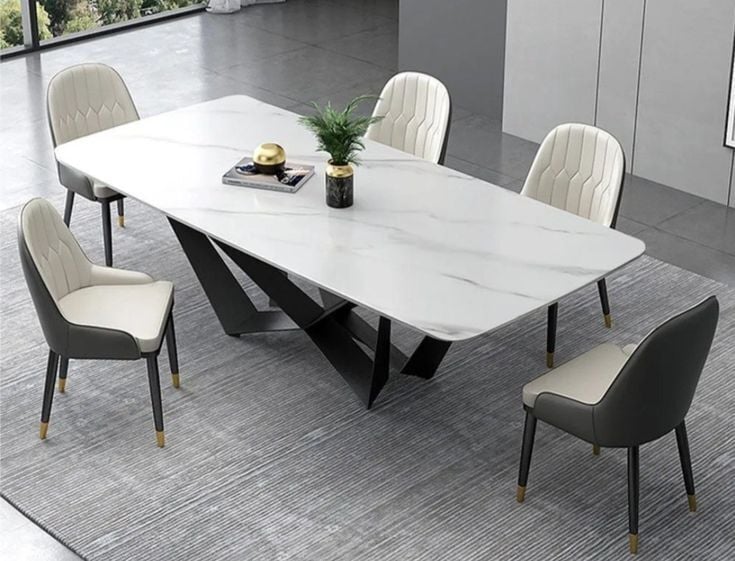 Porselen  Mermer Tablalı Yemek Masası Özel Tasarım Masa