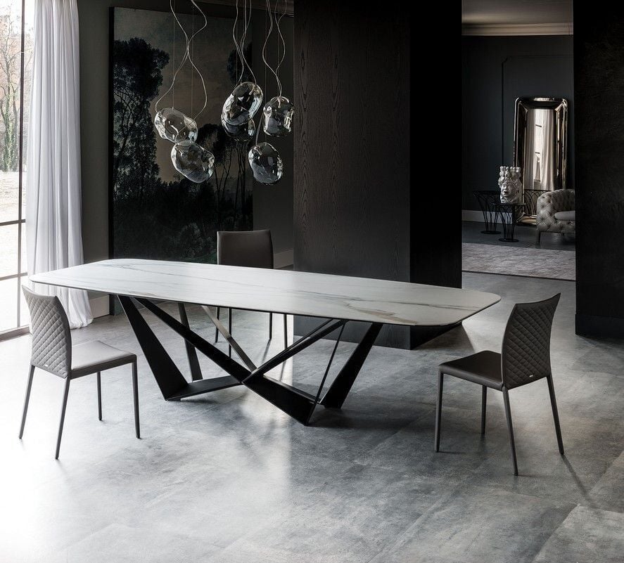 Porselen  Mermer Tablalı Yemek Masası Özel Tasarım Masa