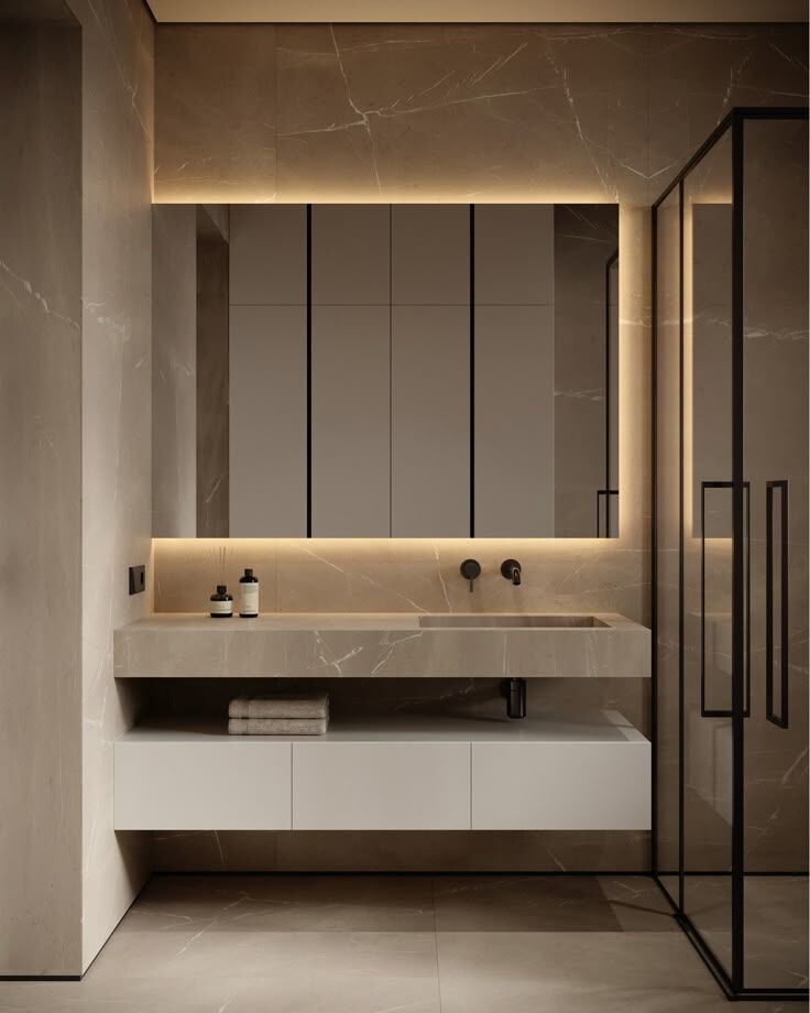 Özel Tasarım Gizli Giderli  Porselen Mobilya Kaplamalı Mobilya Aynalı Ayaklı Suni Mermer Kendinden Giderli Lavabo