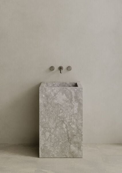 Özel Tasarım Gizli Giderli Porselen Mobilya Kaplamalı Mobilya Aynalı Ayaklı Suni Mermer Kendinden Giderli Monoblok Lavabo