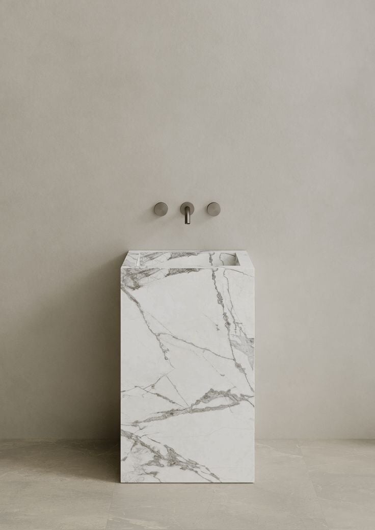 Özel Tasarım Gizli Giderli Porselen Mobilya Kaplamalı Mobilya Aynalı Ayaklı Suni Mermer Kendinden Giderli Monoblok Lavabo