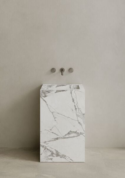 Özel Tasarım Gizli Giderli Porselen Mobilya Kaplamalı Mobilya Aynalı Ayaklı Suni Mermer Kendinden Giderli Monoblok Lavabo