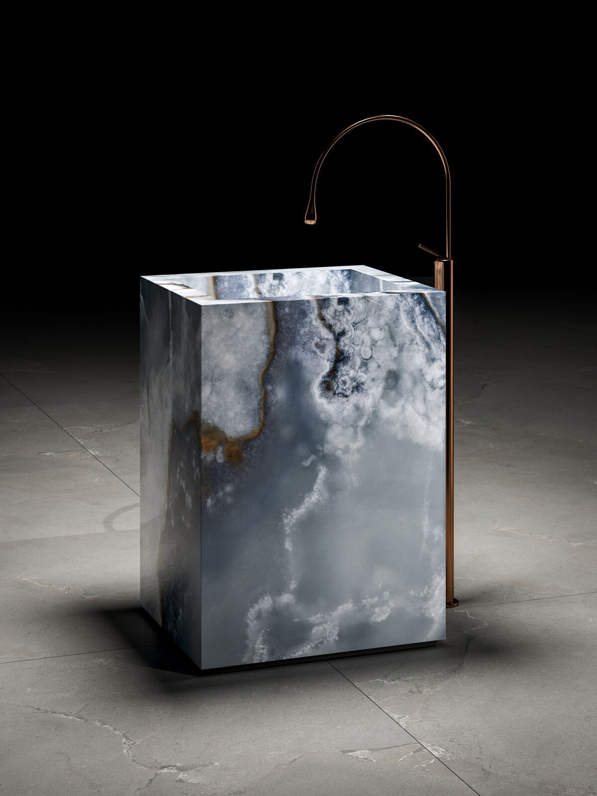 Özel Tasarım Gizli Giderli Porselen Mobilya Kaplamalı Mobilya Aynalı Ayaklı Suni Mermer Kendinden Giderli Monoblok Lavabo