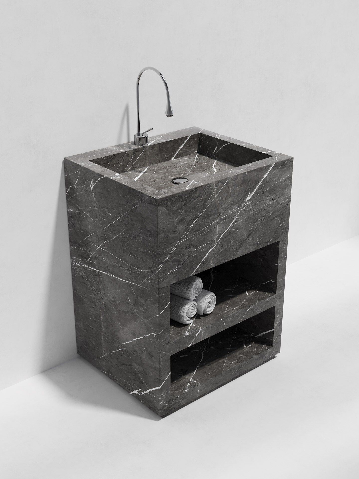 Özel Tasarım Gizli Giderli Porselen Mobilya Kaplamalı Mobilya Aynalı Ayaklı Suni Mermer Kendinden Giderli Monoblok Lavabo