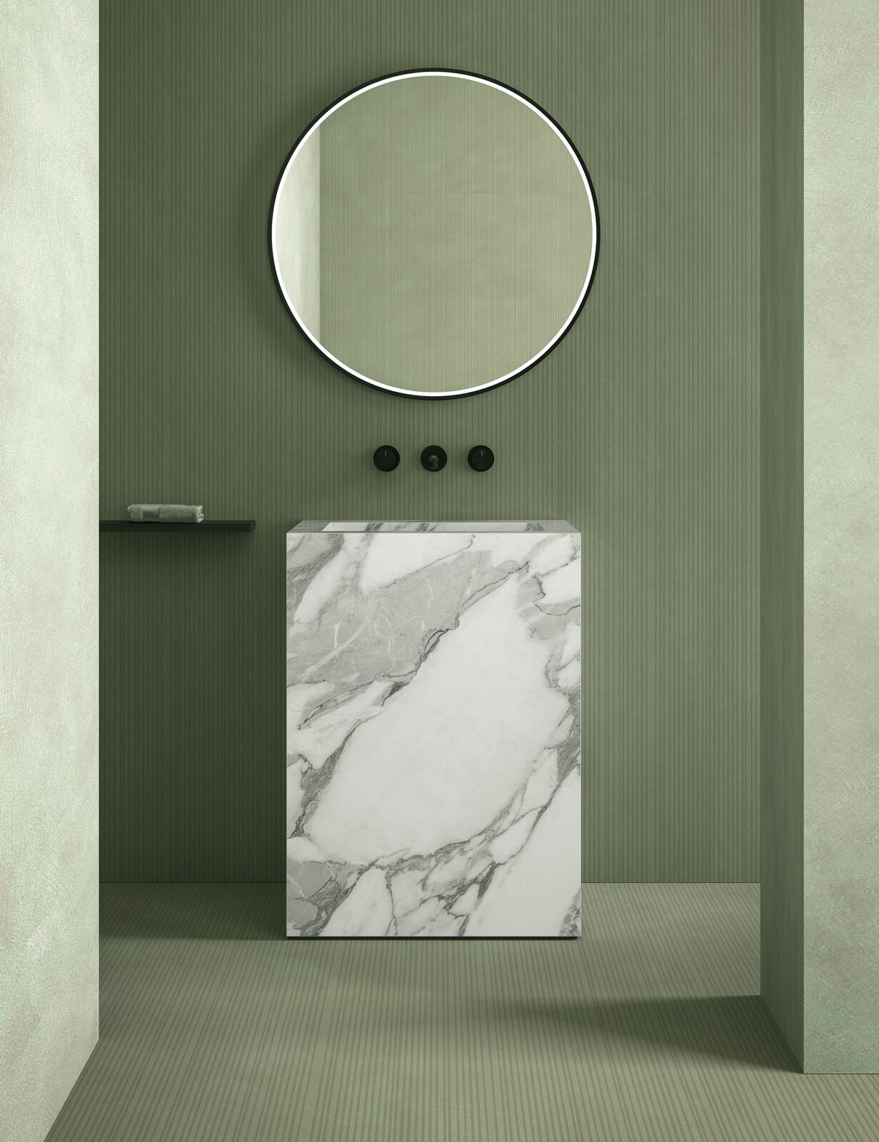 Özel Tasarım Gizli Giderli Porselen Mobilya Kaplamalı Mobilya Aynalı Ayaklı Suni Mermer Kendinden Giderli Monoblok Lavabo